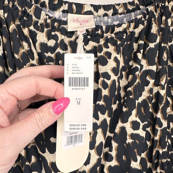 Plenty Tracy Reese Anthropologie Peasant Linen Blend Leopard Cheetah Romper Med - Picture 14 of 15